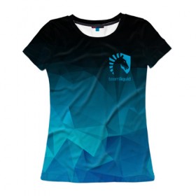 Женская футболка 3D с принтом TEAM LIQUID E-SPORT в Ухте, 100% полиэфир ( синтетическое хлопкоподобное полотно) | прямой крой, круглый вырез горловины, длина до линии бедер | 2019 | blue | cybersport | esport | liquid | logo | pro league | team | team liquid | киберспорт | логотип | тим ликвид | фирменные цвета