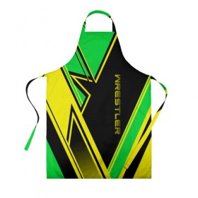 Фартук 3D с принтом Wrestler в Ухте, 100% полиэстер | общий размер — 65 х 85 см, ширина нагрудника — 26 см, горловина — 53 см, длина завязок — 54 см, общий обхват в поясе — 173 см. Принт на завязках и на горловине наносится с двух сторон, на основной части фартука — только с внешней стороны | wrestling | линии | полосы | рестлер | рестлинг