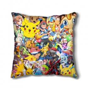 Подушка 3D с принтом Pokemon в Ухте, наволочка – 100% полиэстер, наполнитель – холлофайбер (легкий наполнитель, не вызывает аллергию). | состоит из подушки и наволочки. Наволочка на молнии, легко снимается для стирки | pokemon | аниме | покемон