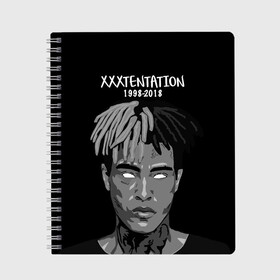 Тетрадь с принтом Xxxtentation RIP в Ухте, 100% бумага | 48 листов, плотность листов — 60 г/м2, плотность картонной обложки — 250 г/м2. Листы скреплены сбоку удобной пружинной спиралью. Уголки страниц и обложки скругленные. Цвет линий — светло-серый
 | at | i | look | me | p | r | r.i.p. | revenge | rip | x | xtentation | xxx | рэп