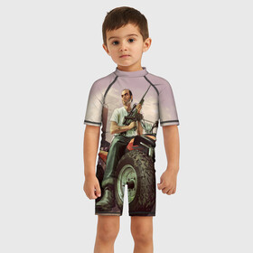 Детский купальный костюм 3D Grand Theft Auto: в Ухте, Полиэстер 85%, Спандекс 15% | застежка на молнии на спине | action | adventure | герой | гта | лос анджелес | лос сантос | мир | открытый | полет | сан андреас | сила | стрельба