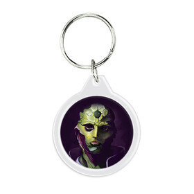 Брелок круглый Mass Effect: в Ухте, пластик и полированная сталь | круглая форма, металлическое крепление в виде кольца | thane | тэйн