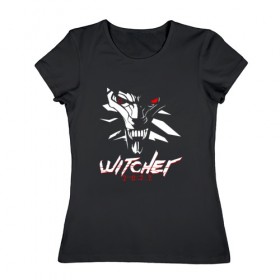 Женская футболка хлопок с принтом WITCHER 2077 (ВЕДЬМАК 2077) в Ухте, 100% хлопок | прямой крой, круглый вырез горловины, длина до линии бедер, слегка спущенное плечо | 2019 | cd project red | cyberpunk 2077 | future | hack | samurai | sci fi | the witcher | witcher 2077 | андроиды | безумие | будущее | ведьмак 2077 | киберпанк 2077 | логотип | роботы | самураи | фантастика | цифры