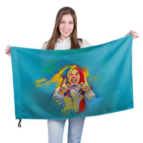 Флаг 3D с принтом 6IX9INE PAINTS в Ухте, 100% полиэстер | плотность ткани — 95 г/м2, размер — 67 х 109 см. Принт наносится с одной стороны | 6ix9ine | sixnine | tekashi