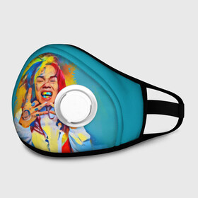 Маска из неопрена с принтом 6IX9INE PAINTS в Ухте, неопрен 100% | Форма огибающая нос. Резинки для ушей с дополнительной резинкой на затылке. Клапан для выдоха для активного дыхания при занятиях спортом. Эластичный материал маски и окантовки для лучшего растяжения и прилегания маски.  | 6ix9ine | sixnine | tekashi