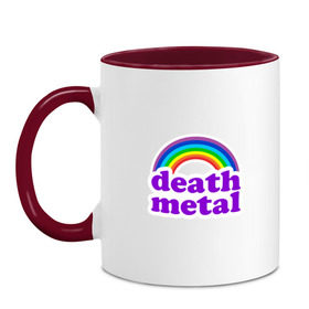 Кружка двухцветная с принтом death metal в Ухте, керамика | объем — 330 мл, диаметр — 80 мм. Цветная ручка и кайма сверху, в некоторых цветах — вся внутренняя часть | awful things | death metal | gbc | hip hop | lil peep | rap | spotlight | the brightside | white wine | witchblades | лилпип