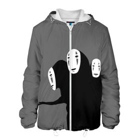 Мужская куртка 3D с принтом Унесенные призраками в Ухте, ткань верха — 100% полиэстер, подклад — флис | прямой крой, подол и капюшон оформлены резинкой с фиксаторами, два кармана без застежек по бокам, один большой потайной карман на груди. Карман на груди застегивается на липучку | Тематика изображения на принте: spirited away | миядзаки | хаяо