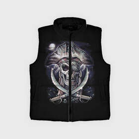 Детский жилет утепленный 3D с принтом Череп пирата в Ухте,  |  | пират | скелет | череп | черепа