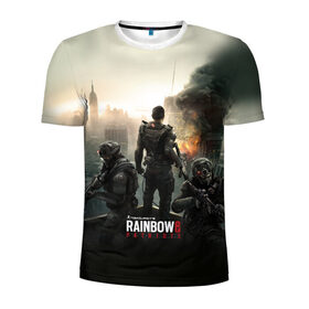 Мужская футболка 3D спортивная с принтом Rainbow Six в Ухте, 100% полиэстер с улучшенными характеристиками | приталенный силуэт, круглая горловина, широкие плечи, сужается к линии бедра | pvp | воин | герой | огонь | оружия | призрак | снайпер | сражения | тактический | шутер