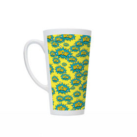 Кружка Латте с принтом WOW Pop art в Ухте, Белая керамика | Объем 480 мл; Высота 150 мм; Диаметр 90 мм | pop art | style | безумство | комикс | лейблы | микс | поп арт | яркие | яркое | яркости