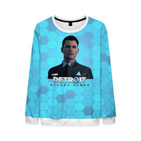 Мужской свитшот 3D с принтом Detroit: Become Human в Ухте, 100% полиэстер с мягким внутренним слоем | круглый вырез горловины, мягкая резинка на манжетах и поясе, свободная посадка по фигуре | android | connor | dbh | detroit | detroit become human | deviant | game | gamer | андроид | девиант | детройт | игра | коннор