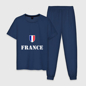 Мужская пижама хлопок с принтом France в Ухте, 100% хлопок | брюки и футболка прямого кроя, без карманов, на брюках мягкая резинка на поясе и по низу штанин
 | Тематика изображения на принте: france | франция | чемпионат