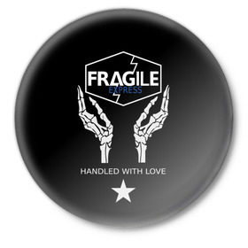 Значок с принтом FRAGILE EXPRESS в Ухте,  металл | круглая форма, металлическая застежка в виде булавки | fragile express | hideo kojima | hilermo del toro | kojima productions | norman reedus | бурят гений | гильермо дель торо | кодзима | кодзима продакшн | леа сейду | лея | мадс миккельсен | норман ридус | хидео кодзима