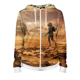 Женская толстовка 3D на молнии с принтом FAR CRY 5 LOST ON MARS в Ухте, 100% полиэстер | длина до линии бедра, манжеты и пояс оформлены мягкой тканевой резинкой, двухслойный капюшон со шнурком для регулировки, спереди молния, по бокам два кармана | action | far cry | far cry 5 | lost on mars | игра | космонавт | космос | марс | экшн