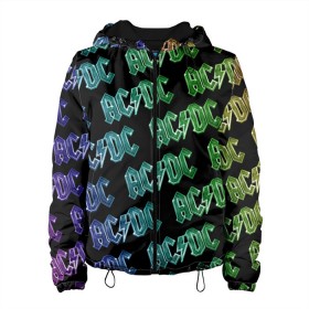 Женская куртка 3D AC DC. Паттерн Градиент: в Ухте, ткань верха — 100% полиэстер, подклад — флис | прямой крой, подол и капюшон оформлены резинкой с фиксаторами, два кармана без застежек по бокам, один большой потайной карман на груди. Карман на груди застегивается на липучку | рок