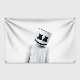 Флаг-баннер с принтом White в Ухте, 100% полиэстер | размер 67 х 109 см, плотность ткани — 95 г/м2; по краям флага есть четыре люверса для крепления | electronic music | marshmello | маршмеллоу | электронная музыка