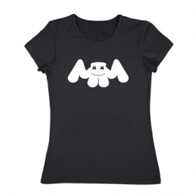 Женская футболка хлопок с принтом Маршмелло в Ухте, 100% хлопок | прямой крой, круглый вырез горловины, длина до линии бедер, слегка спущенное плечо | 