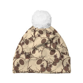 Шапка 3D c помпоном мопс: в Ухте, 100% полиэстер | универсальный размер, печать по всей поверхности изделия | pug | мопсик | собака