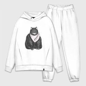 Мужской костюм хлопок OVERSIZE с принтом Голодный кот в Ухте,  |  | еда | кот | кушать | мем | черешня