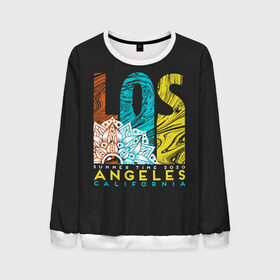 Мужской свитшот 3D с принтом Los Angeles California Surfing в Ухте, 100% полиэстер с мягким внутренним слоем | круглый вырез горловины, мягкая резинка на манжетах и поясе, свободная посадка по фигуре | Тематика изображения на принте: 