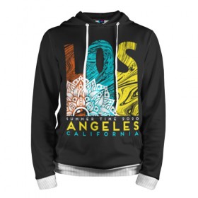 Мужская толстовка 3D с принтом Los Angeles California Surfing в Ухте, 100% полиэстер | двухслойный капюшон со шнурком для регулировки, мягкие манжеты на рукавах и по низу толстовки, спереди карман-кенгуру с мягким внутренним слоем. | Тематика изображения на принте: 