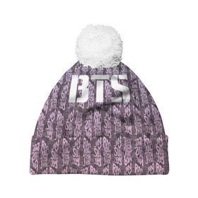 Шапка 3D c помпоном с принтом BTS ALL TEAM в Ухте, 100% полиэстер | универсальный размер, печать по всей поверхности изделия | bts | bts army | j hope | jimin | jin | jungkook | k pop | rap monster | rapmon | suga | v | бтс | группа | корея