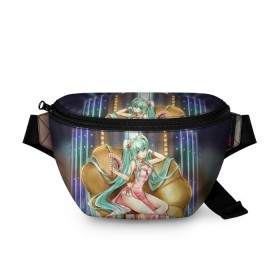 Поясная сумка 3D с принтом Hatsune Miku в Ухте, 100% полиэстер | плотная ткань, ремень с регулируемой длиной, внутри несколько карманов для мелочей, основное отделение и карман с обратной стороны сумки застегиваются на молнию | hatsune miku | аниме | вокалоид | девушки | манга | мульт | оружие | певиц | сёдзё | сериал | хатсуне мику | япония