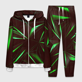 Мужской костюм 3D с принтом STRIPES GREEN 3D в Ухте, 100% полиэстер | Манжеты и пояс оформлены тканевой резинкой, двухслойный капюшон со шнурком для регулировки, карманы спереди | abstract | geometry | абстракция | геометрия | градиент | линии