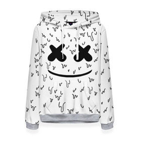 Женская толстовка 3D с принтом MARSHMELLO в Ухте, 100% полиэстер  | двухслойный капюшон со шнурком для регулировки, мягкие манжеты на рукавах и по низу толстовки, спереди карман-кенгуру с мягким внутренним слоем. | dj | marshmello | usa | америка | клубная музыка | маршмелло | музыка | музыкант