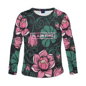Женский лонгслив 3D с принтом BlackPink в Ухте, 100% полиэстер | длинные рукава, круглый вырез горловины, полуприлегающий силуэт | black  pink | blackpink | jennie | jisoo | k pop | lalisa | группа | к поп | корейская группа | розовый | черный