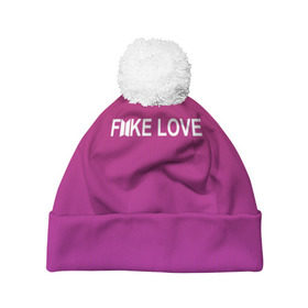 Шапка 3D c помпоном с принтом BTS FAKE LOVE в Ухте, 100% полиэстер | универсальный размер, печать по всей поверхности изделия | bts | bts army | j hope | jimin | jin | jungkook | k pop | rap monster | rapmon | suga | v | бтс | группа | корея