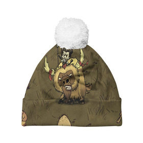 Шапка 3D c помпоном с принтом Don`t starve. в Ухте, 100% полиэстер | универсальный размер, печать по всей поверхности изделия | 