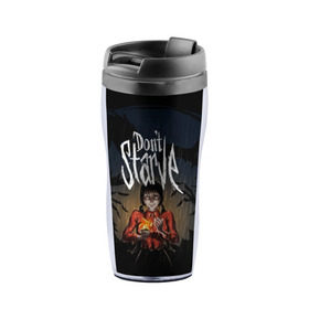 Термокружка-непроливайка с принтом DON`T STARVE в Ухте, внутренняя часть — пищевой пластик, наружная часть — прозрачный пластик, между ними — полиграфическая вставка с рисунком | объем — 350 мл, герметичная крышка | Тематика изображения на принте: action | adventure | dont starve | gamer | player | twitch | игра