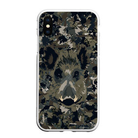 Чехол для iPhone XS Max матовый Камуфляж с кабаном: в Ухте, Силикон | Область печати: задняя сторона чехла, без боковых панелей | кабан | милитари | свин | хряк
