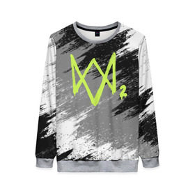 Женский свитшот 3D с принтом WATCH DOGS 2 в Ухте, 100% полиэстер с мягким внутренним слоем | круглый вырез горловины, мягкая резинка на манжетах и поясе, свободная посадка по фигуре | action | ct os | fox | gamer | hacker | player | watch dogs | watch dogs 2 | знак лиса | хакер