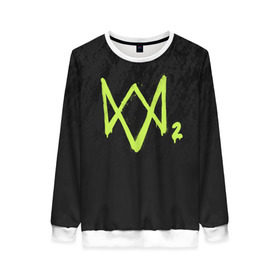 Женский свитшот 3D с принтом WATCH DOGS 2 в Ухте, 100% полиэстер с мягким внутренним слоем | круглый вырез горловины, мягкая резинка на манжетах и поясе, свободная посадка по фигуре | action | ct os | fox | gamer | hacker | player | watch dogs | watch dogs 2 | знак лиса | хакер