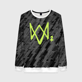 Женский свитшот 3D с принтом WATCH DOGS 2 в Ухте, 100% полиэстер с мягким внутренним слоем | круглый вырез горловины, мягкая резинка на манжетах и поясе, свободная посадка по фигуре | action | ct os | fox | gamer | hacker | player | watch dogs | watch dogs 2 | знак лиса | хакер