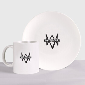 Набор: тарелка + кружка с принтом WATCH DOGS 2 в Ухте, керамика | Кружка: объем — 330 мл, диаметр — 80 мм. Принт наносится на бока кружки, можно сделать два разных изображения. 
Тарелка: диаметр - 210 мм, диаметр для нанесения принта - 120 мм. | action | ct os | ded sec | fox | gamer | hacker | player | watch dogs | watch dogs 2 | знак лиса | хакер