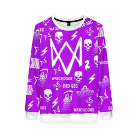 Женский свитшот 3D с принтом WATCH DOGS 2 в Ухте, 100% полиэстер с мягким внутренним слоем | круглый вырез горловины, мягкая резинка на манжетах и поясе, свободная посадка по фигуре | action | ct os | ded sec | fox | gamer | hacker | player | watch dogs | watch dogs 2 | знак лиса | хакер