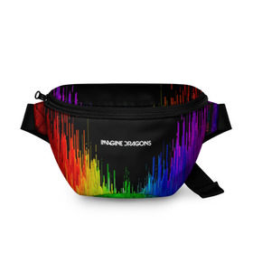 Поясная сумка 3D с принтом IMAGINE DRAGONS в Ухте, 100% полиэстер | плотная ткань, ремень с регулируемой длиной, внутри несколько карманов для мелочей, основное отделение и карман с обратной стороны сумки застегиваются на молнию | color | imagine dragons | logo | stripes | trend | абстракция | группа | линии | лого | рок | рэп | фирменные цвета