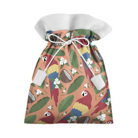 Подарочный 3D мешок Попугайчики: в Ухте, 100% полиэстер | Размер: 29*39 см | джунгли | жара | кокосы | лето | отпуск | попугайчики | птицы | путушествия | цветы