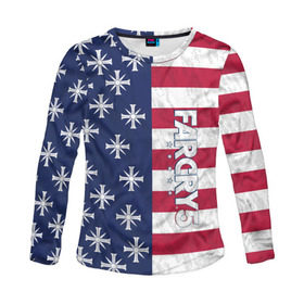 Женский лонгслив 3D с принтом FAR CRY 5 в Ухте, 100% полиэстер | длинные рукава, круглый вырез горловины, полуприлегающий силуэт | action | america | far cry | game | gamer | montana | player | shooter | usa | америка | врата эдема | знак | игра | культ | секта | символ | символика | сша | шутер | эдем