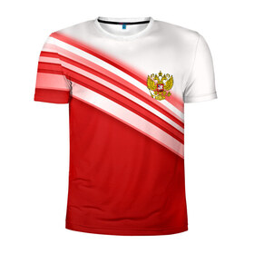 Мужская футболка 3D спортивная с принтом RUSSIA SPORT в Ухте, 100% полиэстер с улучшенными характеристиками | приталенный силуэт, круглая горловина, широкие плечи, сужается к линии бедра | russia | sport | герб | россия | русский | символика рф | спорт | спортивный | униформа | форма | я русский