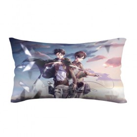 Подушка 3D антистресс с принтом Levi and Eren в Ухте, наволочка — 100% полиэстер, наполнитель — вспененный полистирол | состоит из подушки и наволочки на молнии | anime | attack on titan | аниме | атака титанов