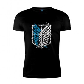 Мужская футболка премиум с принтом АТАКА ТИТАНОВ в Ухте, 92% хлопок, 8% лайкра | приталенный силуэт, круглый вырез ворота, длина до линии бедра, короткий рукав | anime | attack on titan | manga | monsters | аниме | атака титанов | гиганты | манга | монстры | титаны