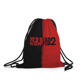 Рюкзак-мешок 3D с принтом RED DEAD REDEMPTION 2 в Ухте, 100% полиэстер | плотность ткани — 200 г/м2, размер — 35 х 45 см; лямки — толстые шнурки, застежка на шнуровке, без карманов и подкладки | rdr | rdr2 | red dead redemption 2 | rockstar | дикий запад | ковбои