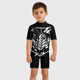 Детский купальный костюм 3D с принтом Атака Титанов (1) в Ухте, Полиэстер 85%, Спандекс 15% | застежка на молнии на спине | anime | attack | attack on titan | titan | атака | атака титанов | бой | титан