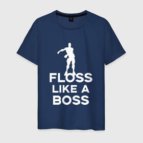 Мужская футболка хлопок с принтом Floss like a boss в Ухте, 100% хлопок | прямой крой, круглый вырез горловины, длина до линии бедер, слегка спущенное плечо. | dance | floss like a boss | fortnite | swag | thebackpackkid | танец