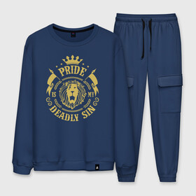 Мужской костюм хлопок с принтом Pride в Ухте, 100% хлопок | на свитшоте круглая горловина, мягкая резинка по низу. Брюки заужены к низу, на них два вида карманов: два “обычных” по бокам и два объемных, с клапанами, расположенные ниже линии бедра. Брюки с мягкой трикотажной резинкой на поясе и по низу штанин. В поясе для дополнительного комфорта — широкие завязки | Тематика изображения на принте: anime | manga | nanatsu no taizai | the seven deadly sins | гордость | манга