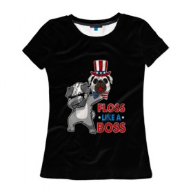 Женская футболка 3D с принтом Floss like a boss в Ухте, 100% полиэфир ( синтетическое хлопкоподобное полотно) | прямой крой, круглый вырез горловины, длина до линии бедер | 